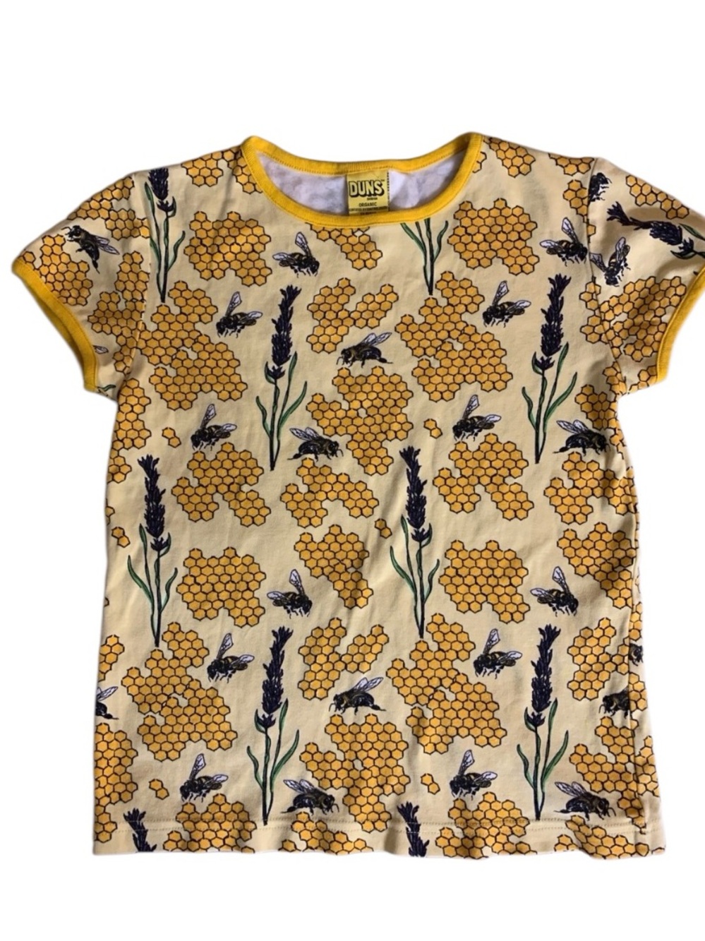 Duns Sweden Bee Yellow Organic Cotton T-Shirt Gir’s Size 10-11 Years (146 CM)